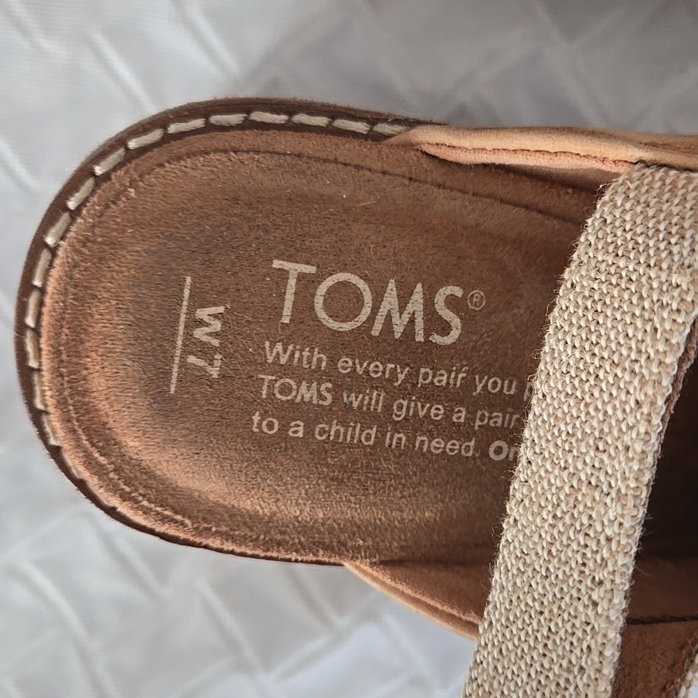 Toms Tan Leather Women's Slingback Mules Size 7 - Picture 3 of 9